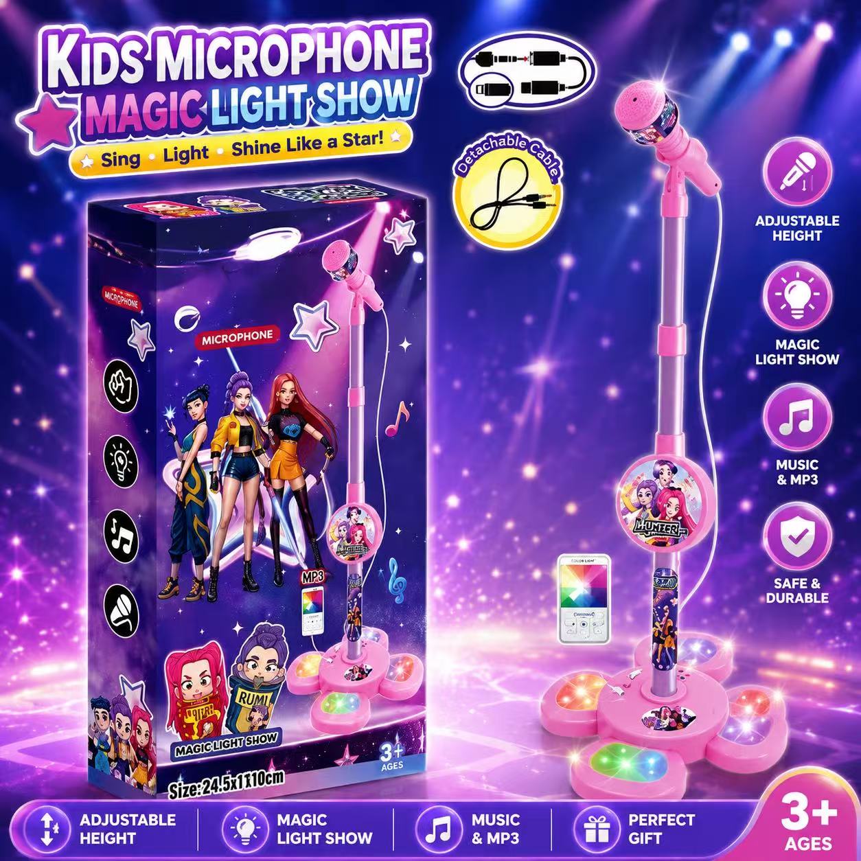 Portable Translator Device - Karaoke Microphone with Stand, Portable Music