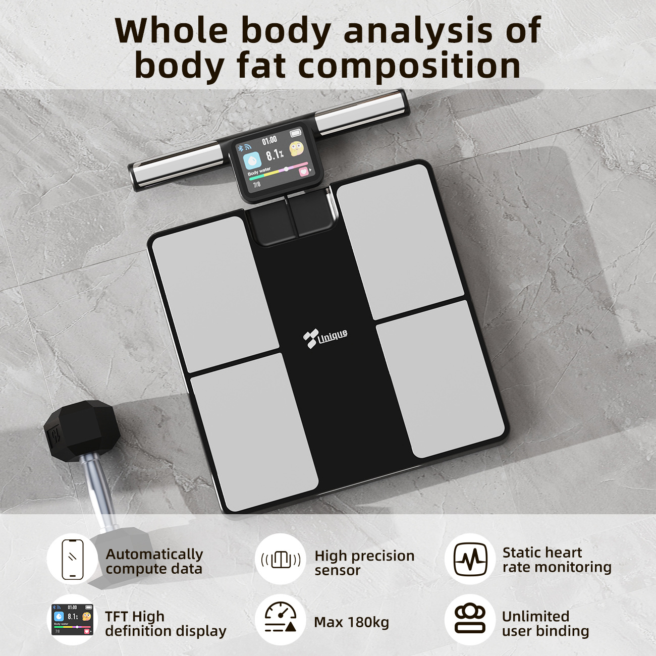 Eight-electrode Bluetooth WiFi - Body Fat Scale Smart recension och pris